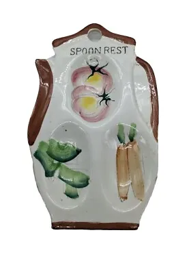 Vintage Ceramic Triple Spoon Rest Vegetable Themed Kitchen Stove Wales Japan • $12.99