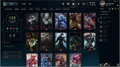 League Of Legends Account Euw Unranked 133 Skins All Champions Owned 2079RP • £130