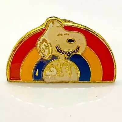Vintage Snoopy Enamel Rainbow Pin Back Tie Tack Hat Vest Lapel Pin New 80’s • $12.91