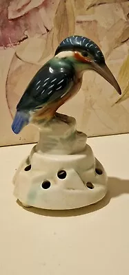 Art Deco Kingfisher Cortendorf Figurine Flower / Pin Holder • £14.50