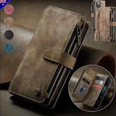 $17.99 • Buy Zip Leather Wallet Case Cover For IPhone 15 14 13 12 11 Pro Max XR X SE 8/7 Plus