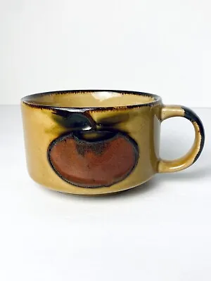 Vintage Apple Soup Mug Bowl COTC Wide Cup Drip Glaze Yellow Red MCM Korea 14oz • $19.99