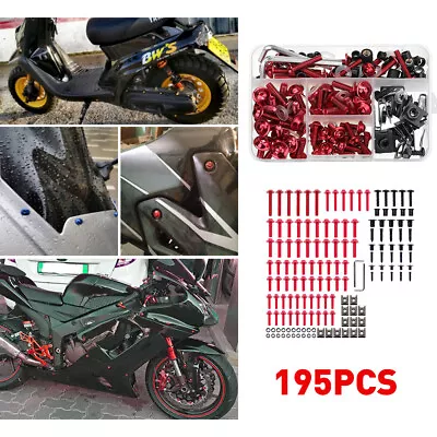 195 Red Motorcycle Complete Fairing Bolt Kit Body Screw Set Accessories Part DIY • $20.99