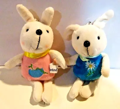 Lot Of 2 Soft Plush Bunnies For Phone Purse Backpack Charm Strap - NWOT (#16) • $4.99