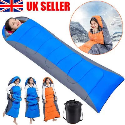 £10.44 • Buy 3-4 Season Single Sleeping Bags Cold Proof Camping Rectangular Zip Up Envelope