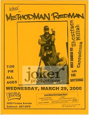 Method Man Redman Concert Poster Club Laga Pittsburgh PA 2000 • $40