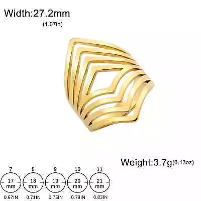 Wide Vintage Geometric Stainless Steel Ring Hollow Finger Ring Aesthetic Jewelry • $6.99