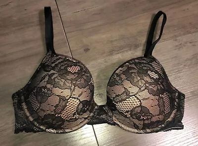 Victoria's Secret Black/Nude Lace Biolift Demi Uplift Bra 34D • $15