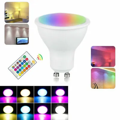 £5.99 • Buy 1-10xGU10 5W LED Bulbs Light RGB Colour Changing Spotlight Lamp + Remote Control