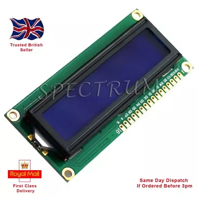 LCD 16x2 Display Module 1602 BLUE (white Character) Serial Arduino Raspberry PI • £3.79