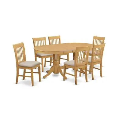 VANO7-OAK-C 7 Pc Dinette Set - Kitchen Dinette Table And 6 Dinette Chairs • $855.18