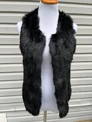 NWOT 525 AMERICA LUXE Genuine RABBIT Fur BLACK KNITTED Vest S • $59.99