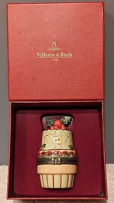 Villeroy & Boch Porcelain Apple Pie Cake Hinged Trinket Box Holly Berry  In Box • $24.99