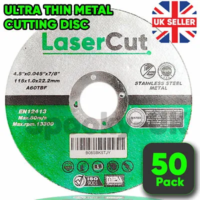 50 X ULTRA THIN METAL CUTTING SLITTING DISCS 115mm 4.5 INCH FOR ANGLE GRINDER • £18.99
