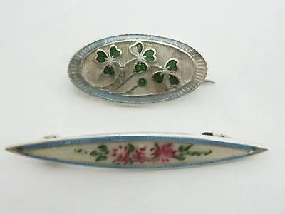 Charles Horner Brooch  Enamel Green Clover Chester 1918 & One 935S Brooch • £50