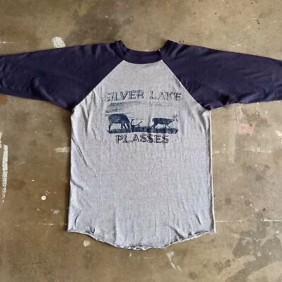 70s VINTAGE SILVER LAKE RAGLAN T-SHIRT SZ S PAPER THIN & DISTRESSED LOS ANGELES • $85