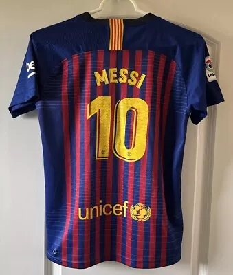 Nike Dri Fit*2018*Barcelona*Messi #10* Youth Jersey Size 28*SM Hole*Smoke Free! • $14.99