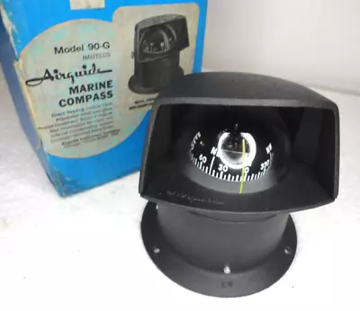 Vintage Airguide Marine Hooded Compass Matte Black Chicago Illinois • $59