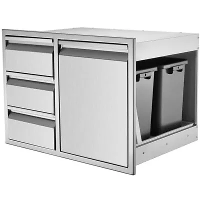 Outdoor Kitchen Door Drawer Combo 28X20IN 2*Trash Can Stainless Steel BBQ Island • $349.90