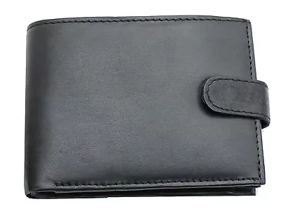 RFID Men Real Leather Luxury Soft Wallet Coin Purse Credit Card Holder Black 895 • £6.95