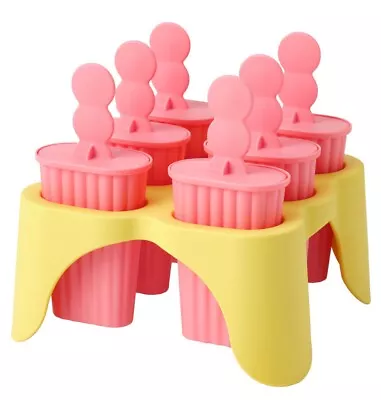 Ice Lolly Cream Maker Mold DIY Popsicle Mould Frozen Yogurt Icebox Pink Set • £8.50