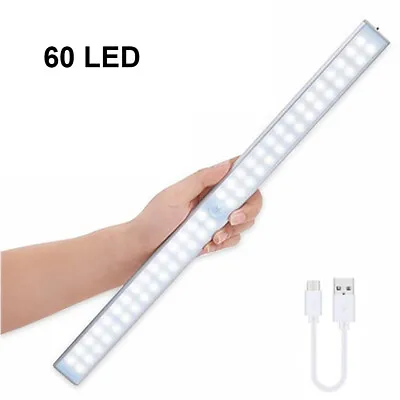 $11.99 • Buy 60 LED Motion Sensor Under Cabinet Closet Light USB Rechargeable Kitchen Lamp