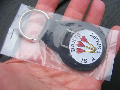 Darts Enamelled Badge Keyring/fob Real Leather. Quality Item. • £2.49