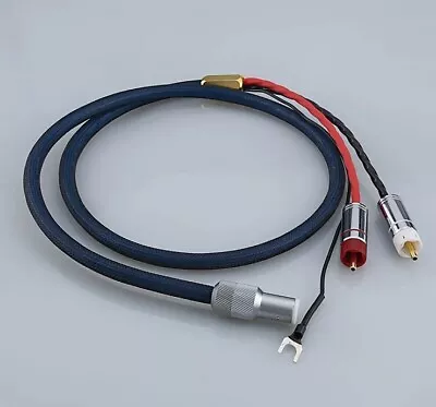 6N OCC Silver Shield RCA To 5-Pin DIN Audio Phono Tonearm Cable With Ground 0.5m • £16.90