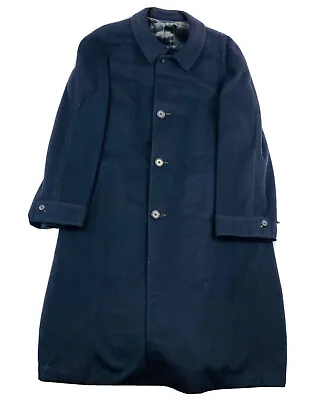 $212.49 • Buy Embassy VTG Vicuna Wool Blend Navy Heavy Trench Coat Size Mens Large