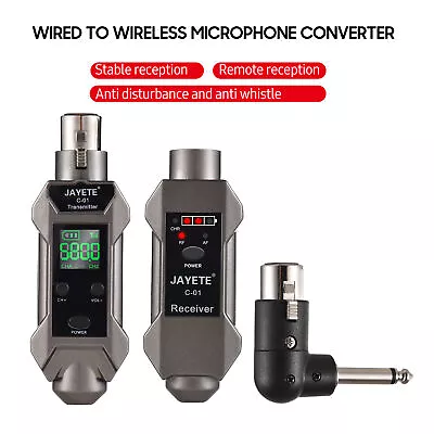 Wireless Microphone System XLR Transmitter Receiver Rechargeable Adapter A0B2 • $38.99