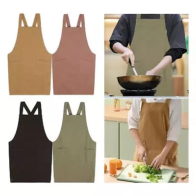 Apron For Men And Women Chef Bib Aprons Made Of Canvas Cotton And Large • £19.30