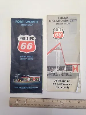 Vintage Phillips 66 Maps 1971 Tulsa Oklahoma City 1962 Forth Worth Texas • $8.50