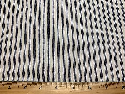 Vintage Cotton Fabric CLASSIC Pillow TickingSlate Blue Stripes 31 W 1yd • $10.99