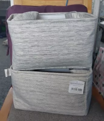 2 X Fabric Storage Baskets Boxes. Grey. With Handles. Size 30 X 20 X 18 Cms  • £3.99
