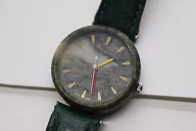 Unbranded Swiss Connemara Marble Dial Gray Analog Watch Green Band - Fresh Batt • $25