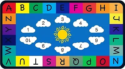 Large 12' Kids Colorful Classroom Rug - ChildrensNumber And Alphabet Carpet • $109.99