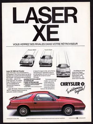 1985 CHRYSLER Laser XE Turbo Vintage Original Print AD - Red Car Photo Canada FR • $5.89