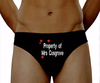 Personalised Wedding Pants Men Brief Custom Property Of Underwear Gift Heart • £10.88