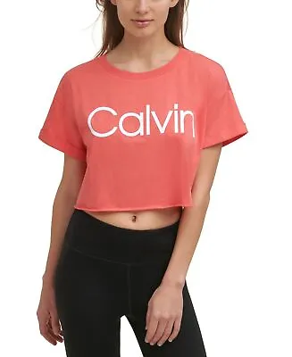Calvin Klein Womens Performance Cropped Raw Hem Logo T-Shirt Large Radiance • $49.50