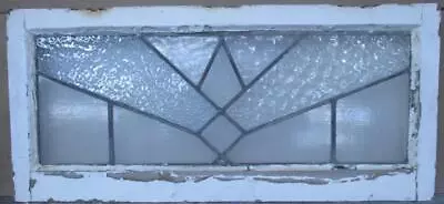 OLD ENGLISH LEADED STAINED GLASS WINDOW TRANSOM CLEAR GEOMETRIC 32 1/4 X 14 3/4 • $200