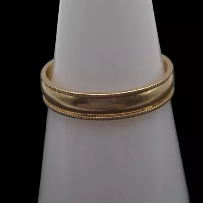 14K Yellow Gold Milgrain Unisex Band Ring • Size 7.75 • 4 Mm • 2.33 G • $179