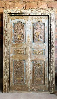 Vintage Ornate Carved Door Antique Door Hand Carved Doors From India Temple • $3264.25