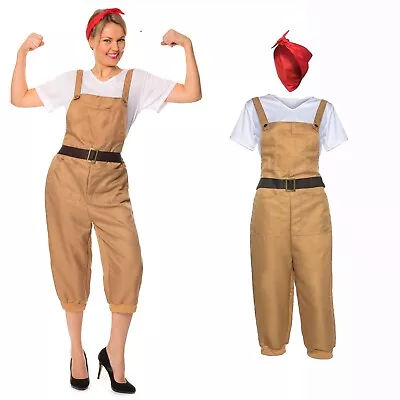 WW2 1940s Land Girl Womens Army World War 2 Fancy Dress Costume Dig For Victory • £15.79