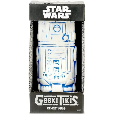 Star Wars R2 D2 Geeki Tikis NEW 14 Oz Ceramic Mug Blue White Glaze *NEW* In Box • $37.99