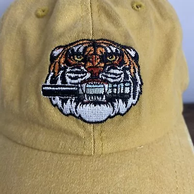 Parker Manufacturing Vintage Tiger Art Logo Yellow Adjustable Baseball Hat Cap • $12.50