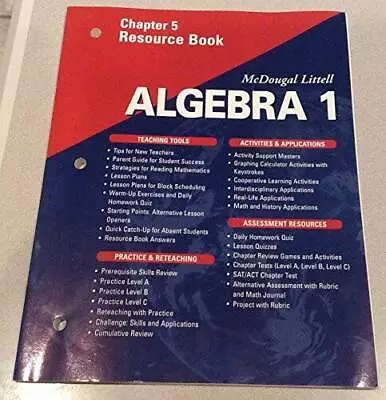 McDougal Littell Algebra 1: Resource Book: Chapter 5 - Paperback - GOOD • $8.37