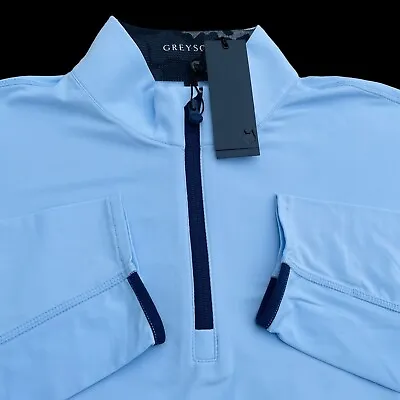 Greyson Golf Tate Mockneck Quarter Zip Pullover Wolf Blue Size Large $138 • $83.99