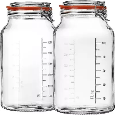 Glass Jars With Airtight Lids 2 Pack - 1 Gallon Wide Mouth Mason Jars • $48.21