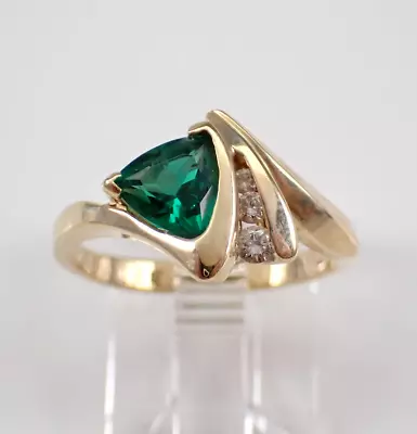 2Ct Trillion Cut Lab Created Emerald Wedding Women's Ring Yellow Gold Plated • £113.15