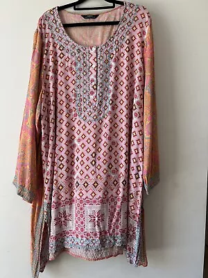 SARA Size 20 BLING Embroidered Kaftan Style Dress - Casual Resort Attire • $39